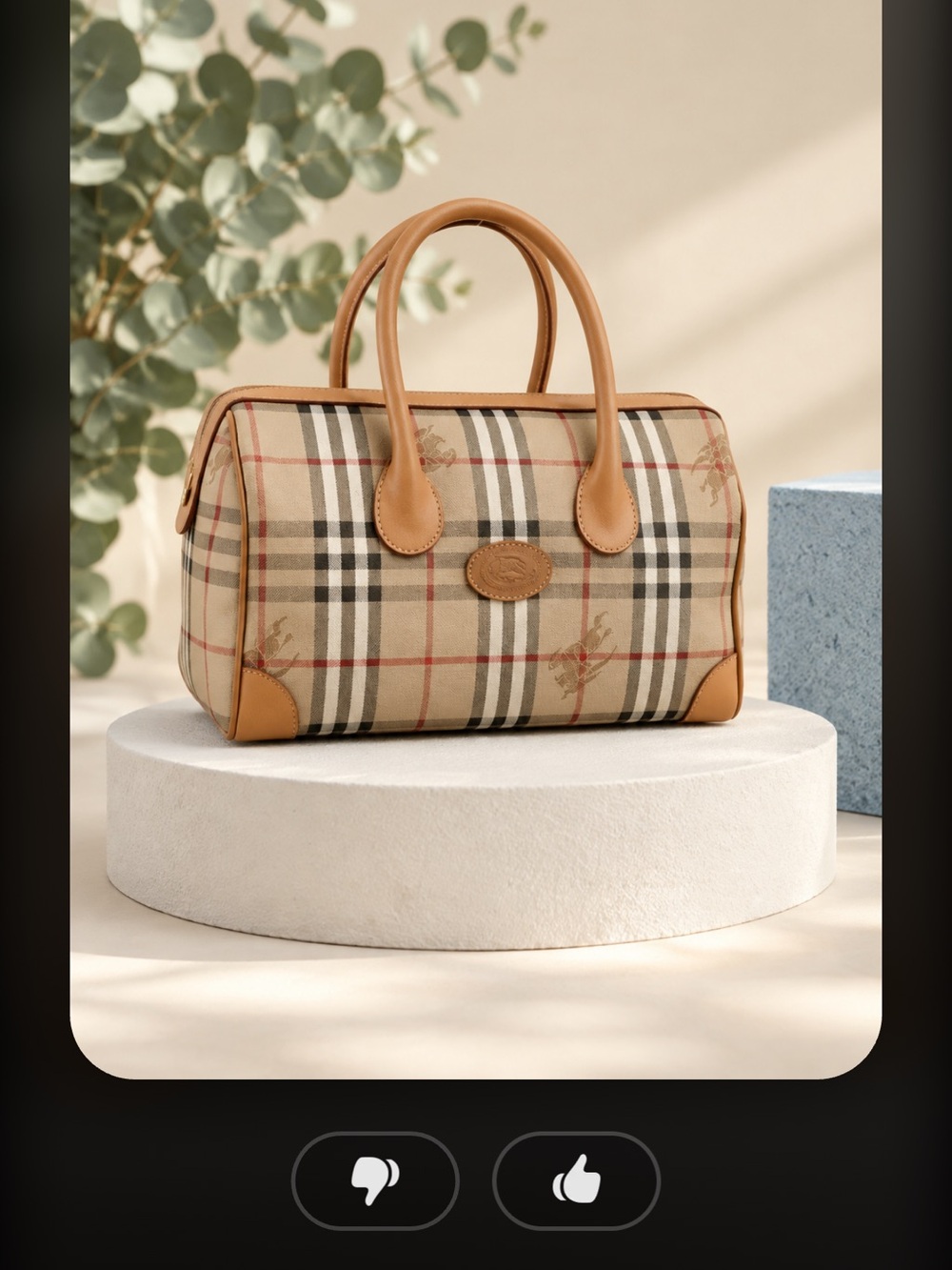 Burberry Nova Check Boston Bag in Beige and Tan.
